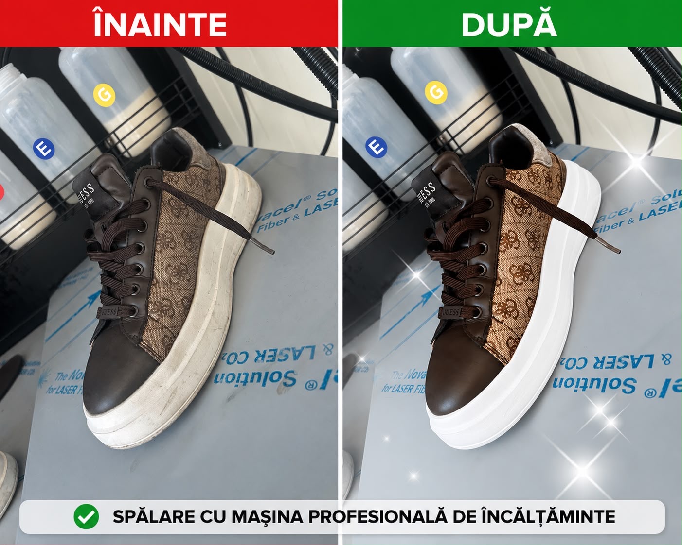 Sneakers înainte și după curățare