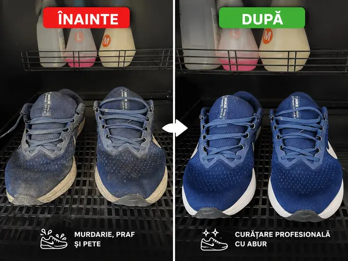 Adidași Nike de alergare – înainte și după curățare profesională cu abur